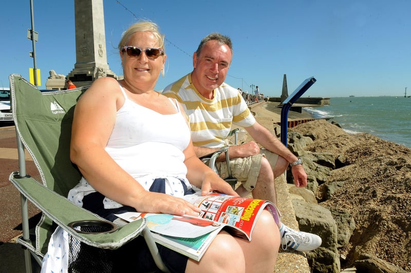 People of Portsmouth headed down to Southsea seafront to enjoy the hot weather on Tuesday 23rd August 2016 
Pictured is: Rosalyn Temporal-Hughes (54) and her husband Aidan Hughes (55) from Basingstoke. 
Picture: Sarah Standing (161130-1550)