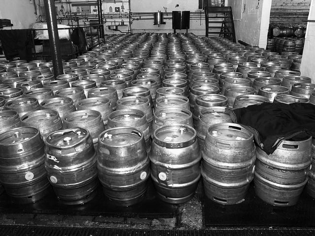 Gales Brewery at Horndean 3rd October 2003. Barrels waiting to be loaded. Picture: David Garvey 033382-2