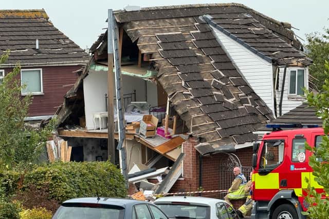 A man has been taken to hospital with serious burns after the suspected gas explosion.