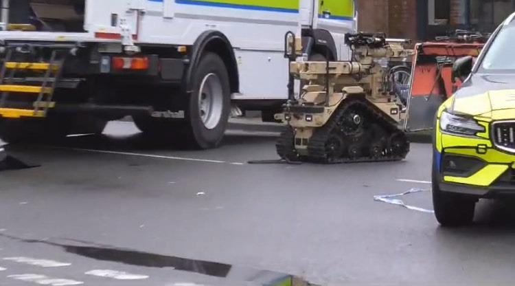 Bomb disposal robot outside Aldi in Portsmouth. Pic: Stuart Vaizey
