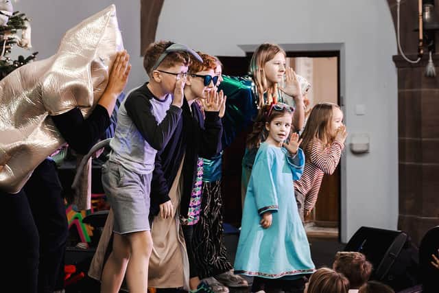 Adults and children taking part in the Christmas Spectacular. It was hosted by Harbour Church, Portsmouth, in St Alban's Church, Copnor