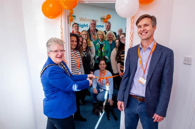 Pictured: Cllr Rosy Raines, Mayor of Havant marking the opening with owner, Duncan Cameron, and the Right at Home team. Picture: Habibur Rahman