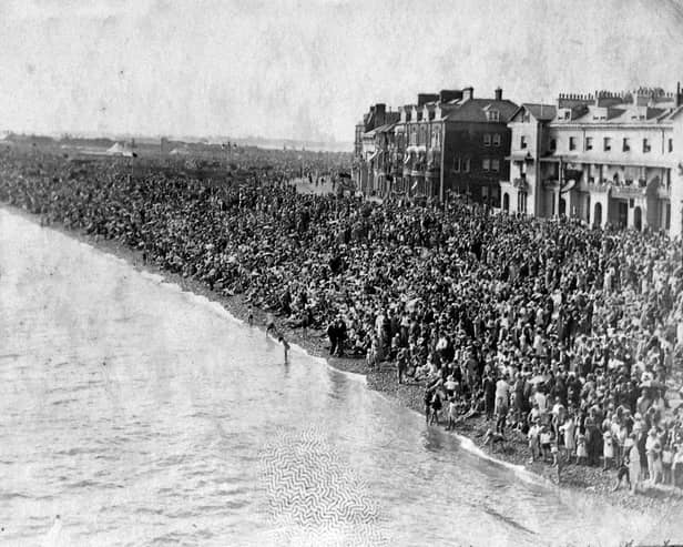 A packed Southsea beach in the 1920s, but what was the occasion?