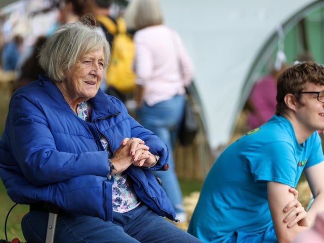 Jeanette Sollars, who reads The News every day, watches Silly Scott.  Picture: Chris Moorhouse (160825-29)