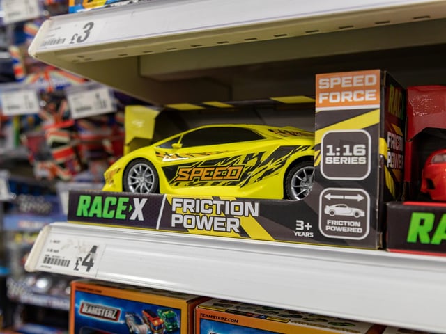 Children's toys for sale in the new Poundland store. Picture: Mike Cooter (091223)