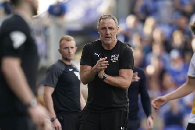 Port Vale manager Andy Crosby in his side's 2-0 defeat to Pompey. Pic: Jason Brown.