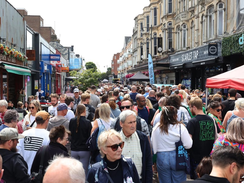 Pictured is action from the event with a busy festival across the city streets.
Picture: Sam Stephenson.