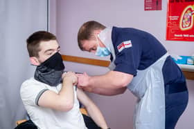 The Royal Navy helping distribute Covid vaccines at the St James' Hospital vaccine hub on December 31.

Picture: Habibur Rahman