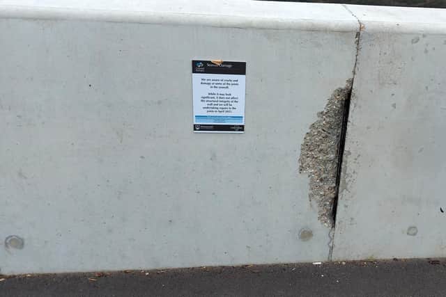 Damage to the sea defences at Tipner Lake