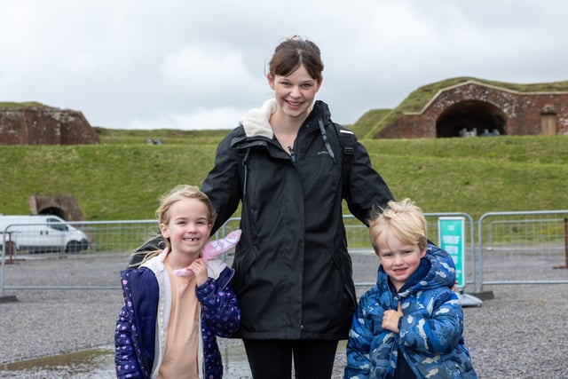 Families braved the cold on Tuesday (April 2) to take advantage of amazing free entertainment at Fort Nelson, with Easter egg hunts and falconry displays. Pictured - The Mcclintock family from Bishops Waltham