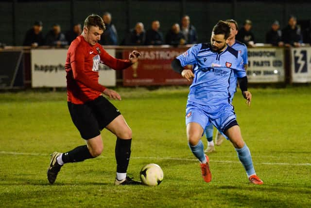 Archie Willcox, left, and Portchester's George Barker. Picture by Daniel Haswell