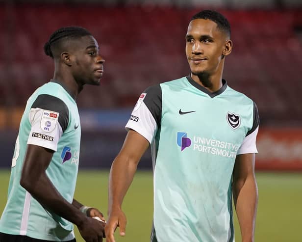 On-loan Pompey defender Haji Mnoga was sent off on his Gillingham debut against Swindon on Saturday.