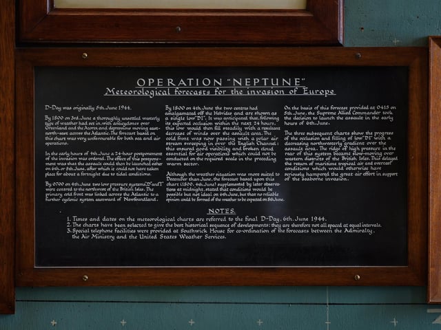 A description of the history of "Operation Neptune" is seen in the Map Room of  Southwick House on May 09, 2019 in Portsmouth, England.  (Photo by Leon Neal/Getty Images)