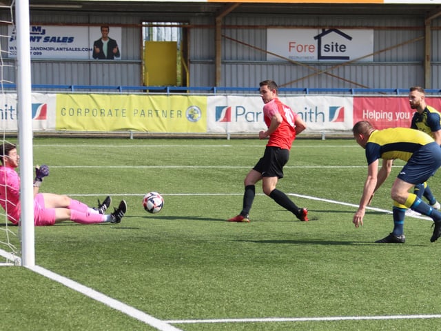 Jack Breed puts Fareham into a first half lead. Picture by Ken Walker