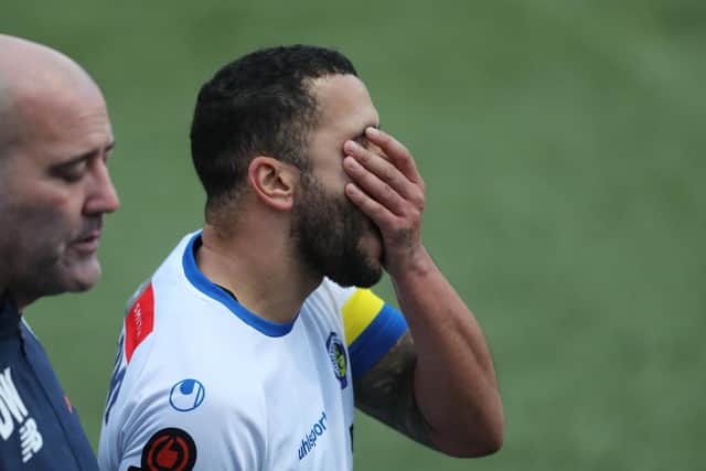 Billy Clifford's reaction to be red carded. Picture: Dave Haines