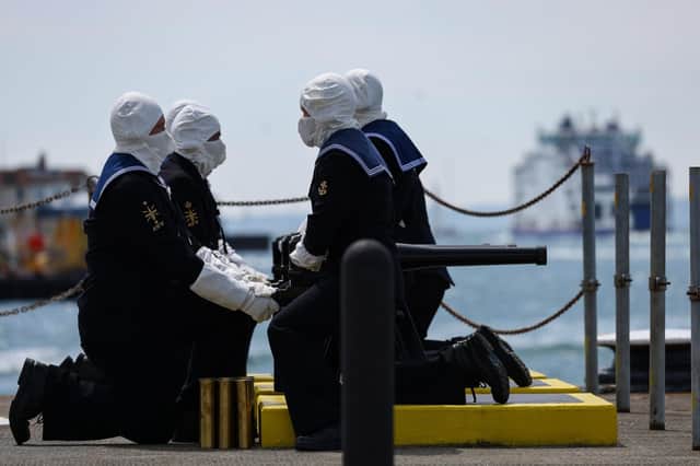 Royal Navy gun salute in Portsmouth