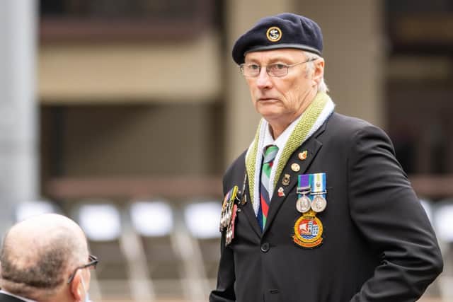 Pictured: A Veteran at the Remembrance Sunday event in Guildhall Square, portsmouth 14/11/21Picrture By: Andy Hornby