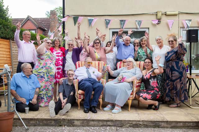 Derek and Mary with their friends and family at Easterlea Rest Home. Picture: Habibur Rahman