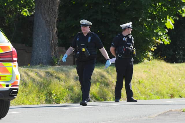 Police at the scene in Downend Road, Fareham, on Thursday, June 25, where they are investigating a fatal collision.
Picture: Sarah Standing (250620-4891)