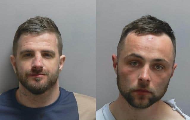 Christopher Hale, L, and Jordan Lewsley, R, were both sentenced to five years each in prison for inflicting two counts of inflicting grievous bodily harm.