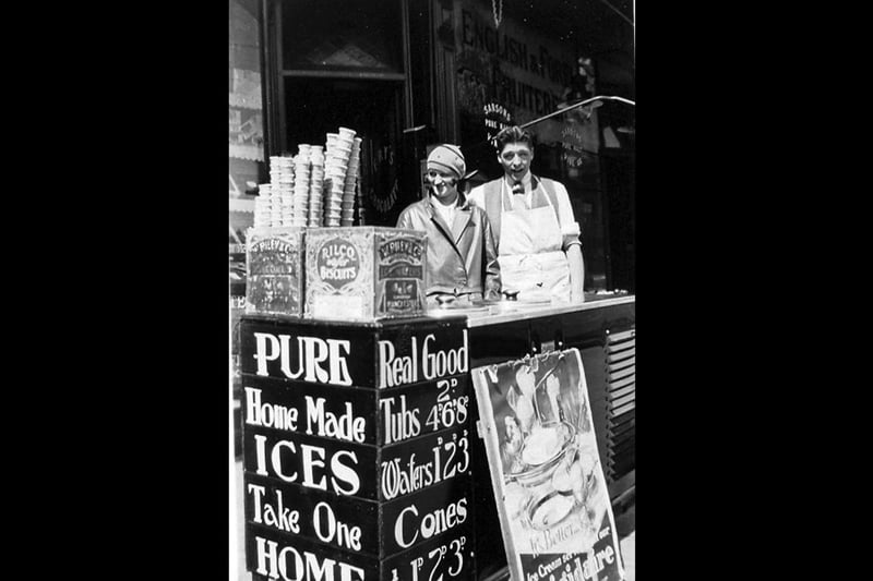 Gilberts sweet shop
Brian Gilbert's parents Evelyn and George selling ice cream outside the shop in Eastney Road, Milton, about 1934.