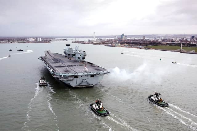 HMS Queen Elizabeth return to Portsmouth. Picture: PO Jenkins/MoD Crown Copyright/PA Wire