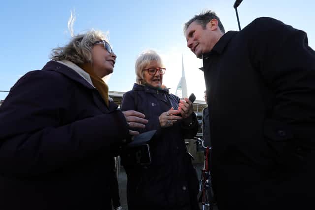 Visit of Labour leadership contender Sir Keir Starmer to Portsmouth. He is pictured at the Brompton dock at the Hard, chatting with supporters.
Picture: Chris Moorhouse     (290220-56)