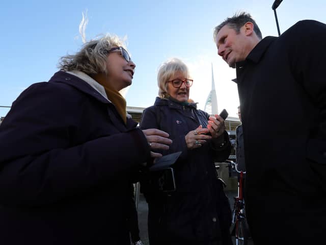 Visit of Labour leadership contender Sir Keir Starmer to Portsmouth. He is pictured at the Brompton dock at the Hard, chatting with supporters.
Picture: Chris Moorhouse     (290220-56)