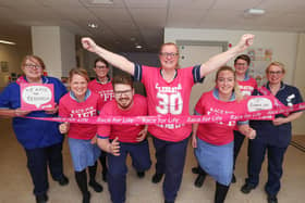 Fran Chester, right, is supporting Race for Life with her Haematology and Oncology Ward team members