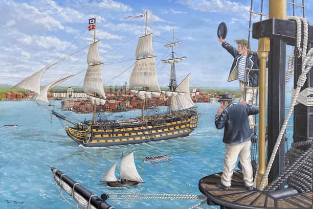 HMS Victory entering Portsmouth Harbour, by Neil Marshall