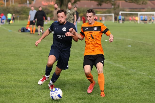 Mother Shipton (orange/black) v North End Cosmos. Picture by Kevin Shipp