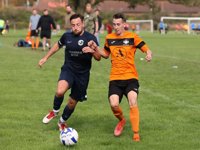 Mother Shipton (orange/black) v North End Cosmos. Picture by Kevin Shipp