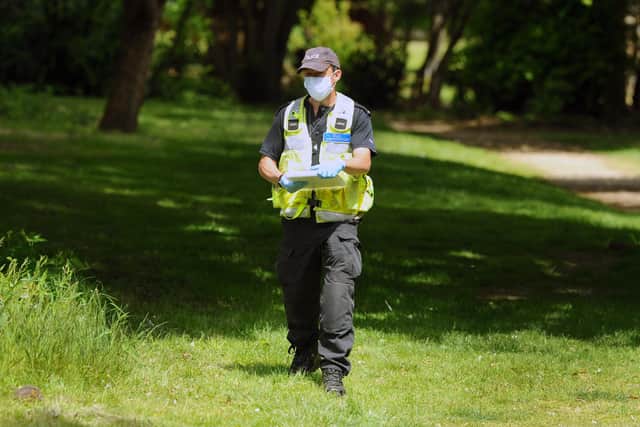 PC Sainsbury, who is co-ordinating the search of Staunton Country Park. Picture: Sarah Standing (170520-2107)