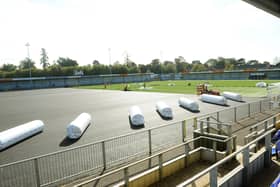 As Hawks wait for news of any government financial help, the club's new 3G pitch is being laid ahead of this weekend's FA Cup tie with Horsham at Westleigh Park. Picture: Sarah Standing