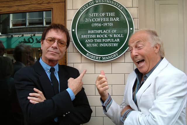 Singer Russ Sainty from Hayling Island meets up with old friends including Cliff Richard at '2i's Coffee Bar'.