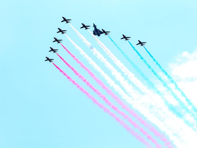 The Red Arrows put on an incredible flyover.Picture: Chris Moorhouse (050624-052)