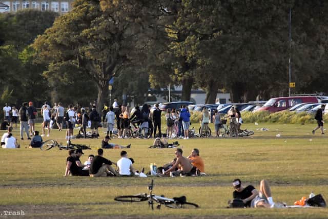 Large crowds gathering on Southsea Common. Picture: @Holistic.Trash