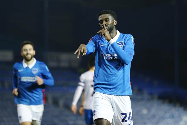 FA CUP Second Round - Portsmouth vs King's Lynn - 28/11/2020Portsmouth's Jordy Hiwula celebrates scoring his first goal of the match