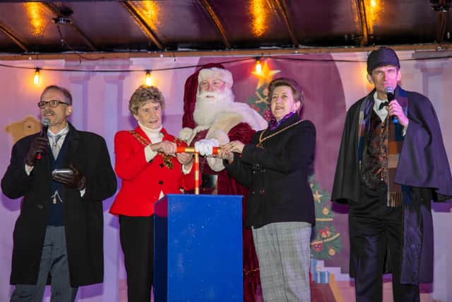 Fareham Mayor and Mayoress joined Santa Clause on stage to turn on the Christmas lights in Fareham. Photos by Alex Shute