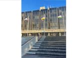 Inclusive flags being flown outside the Portsmouth civic offices on October 14, 2021.