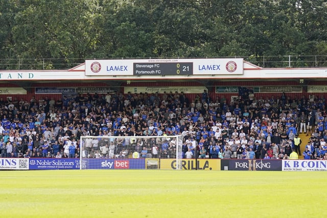 1,384 Pompey fans made the trip to Stevenage's Lamex Stadium.