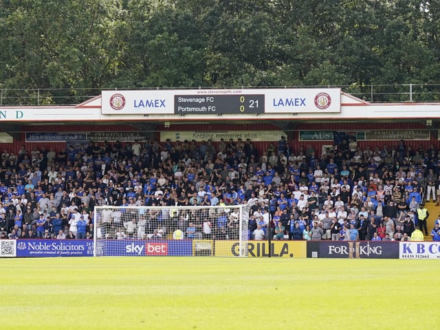 1,384 Pompey fans made the trip to Stevenage's Lamex Stadium.