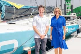 James Harayda and Gosport MP Caroline Dinenage at Haslar Marina