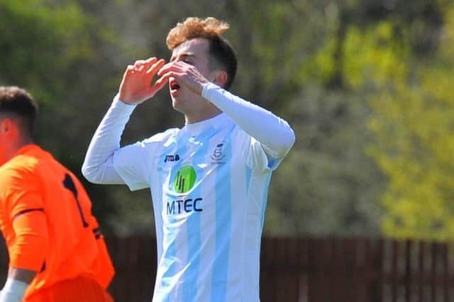 James Franklyn reacts after his early shot was cleared. Pic: Martyn White