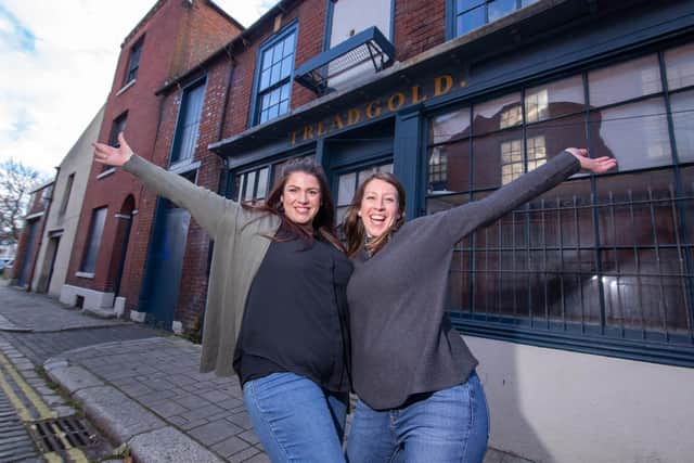 Preview of Treadgolds Market at Treadgolds, Portsea, Portsmouth on Monday 4th April 2022Pictured: Naomi Harris of The Home Spa and Sam Cooper of Grounded at Southsea at Treadgolds, PortseaPicture: Habibur Rahman