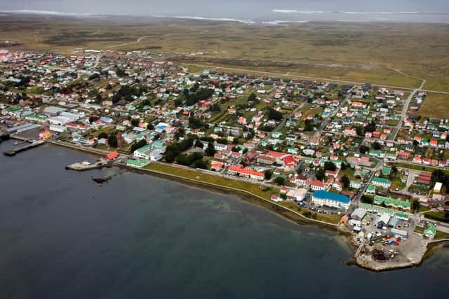 Aerial view of Stanley, the capital of the Falkland Islands