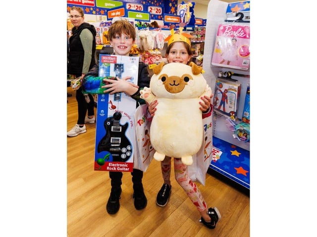 Rupert and Matilda were some of the first customers through the doors at the new Toys R Us.