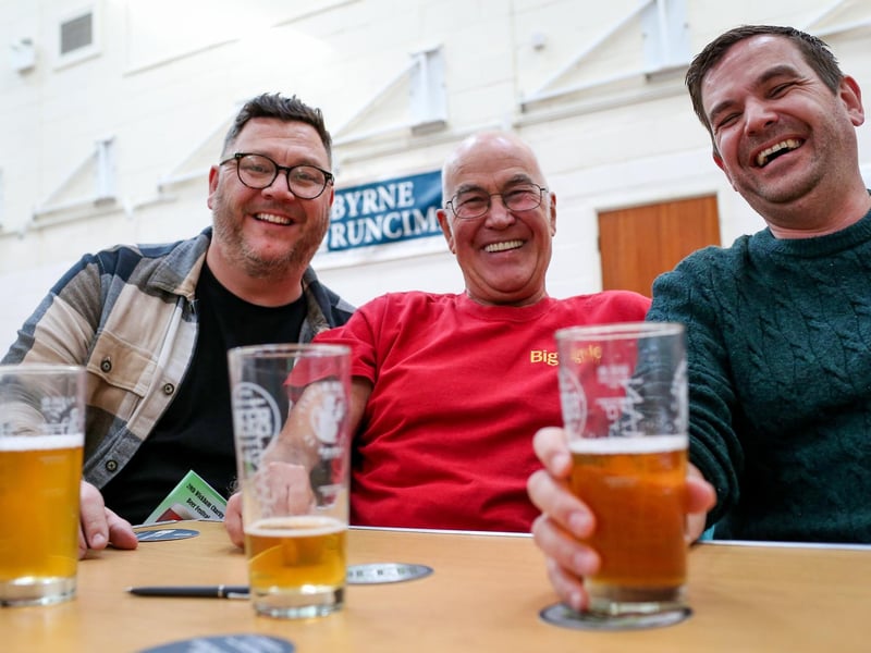 From left, Fran Donegan, Phil Souter and Dave Souter. Wickham Beer Festival, Wickham Community Centre
Picture: Chris Moorhouse (051024-061)