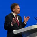 Grant Shapps delivering a speech on stage during the opening day of the annual Conservative Party Conference in Manchester on October 1, 2023. Picture: JUSTIN TALLIS/AFP via Getty Images.