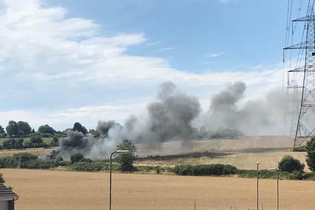 Smoke from the caravan fire could be seen across Clanfield. Picture: Ami Jones